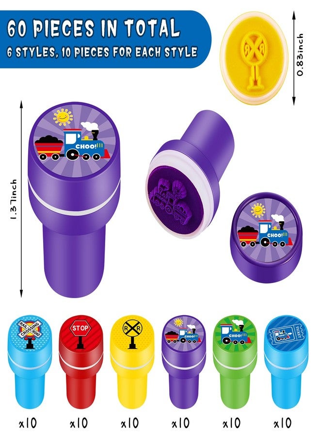 PerKoop 60 Pieces Train Party Favors Stampers for Kids Train Birthday Party Supplies Goody Bag Stuffer Filler Carnival Rewards Toddler Friends Theme Favors Decorations Class Prizes - Image 2